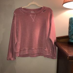 pink distressed sweater